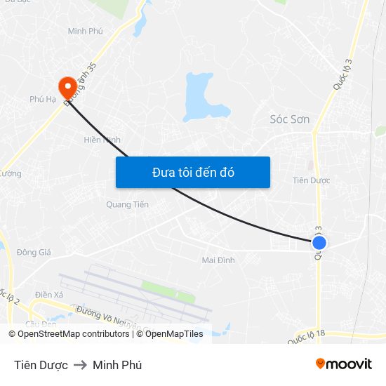 Tiên Dược to Minh Phú map