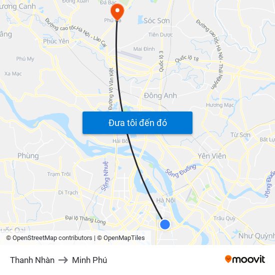 Thanh Nhàn to Minh Phú map