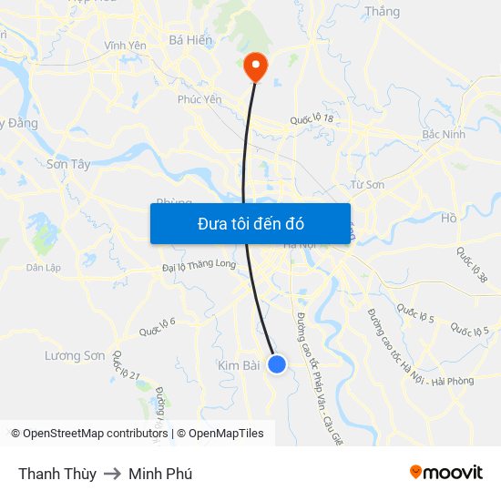 Thanh Thùy to Minh Phú map