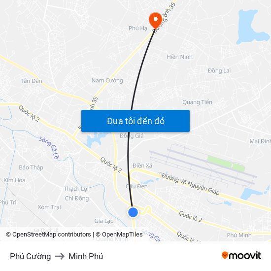 Phú Cường to Minh Phú map
