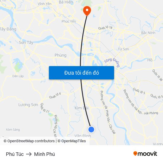 Phú Túc to Minh Phú map