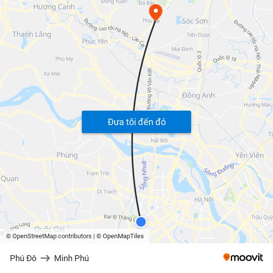 Phú Đô to Minh Phú map