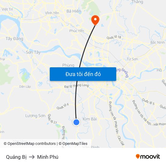 Quảng Bị to Minh Phú map