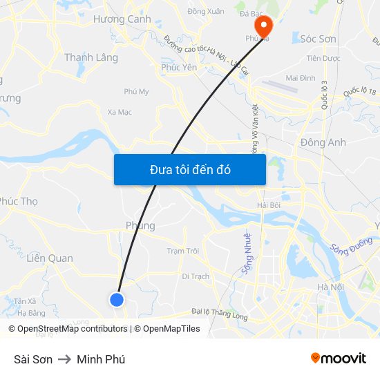 Sài Sơn to Minh Phú map