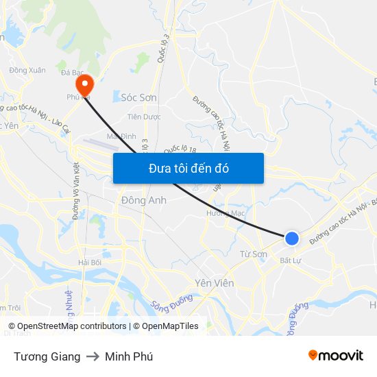 Tương Giang to Minh Phú map