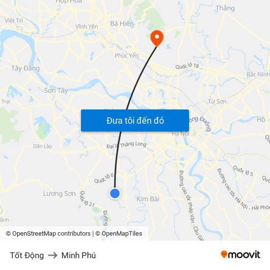 Tốt Động to Minh Phú map