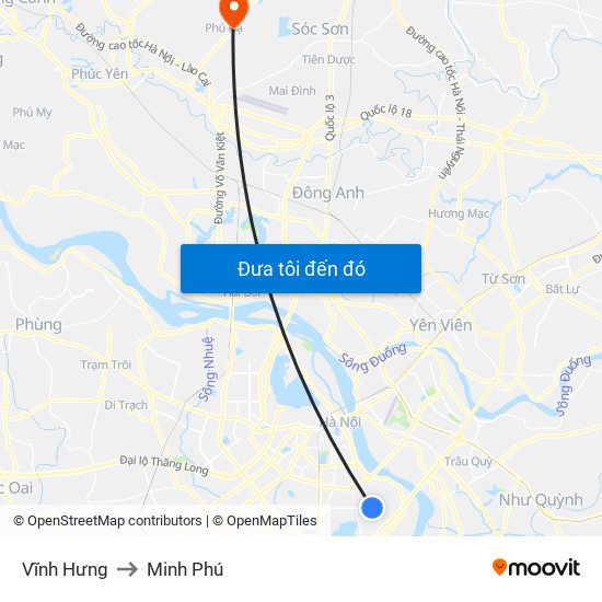 Vĩnh Hưng to Minh Phú map