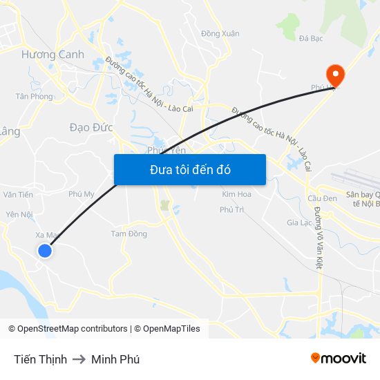 Tiến Thịnh to Minh Phú map
