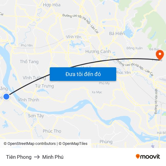 Tiên Phong to Minh Phú map