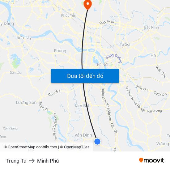 Trung Tú to Minh Phú map