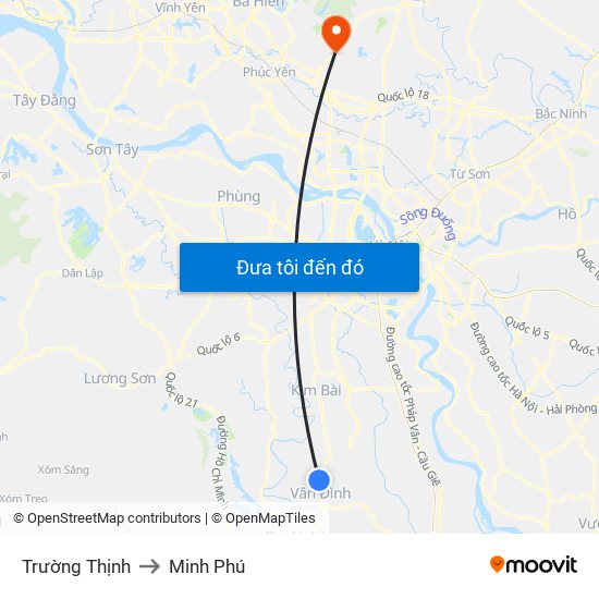 Trường Thịnh to Minh Phú map