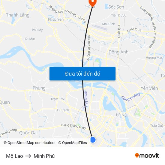 Mộ Lao to Minh Phú map