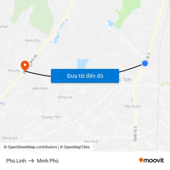 Phù Linh to Minh Phú map