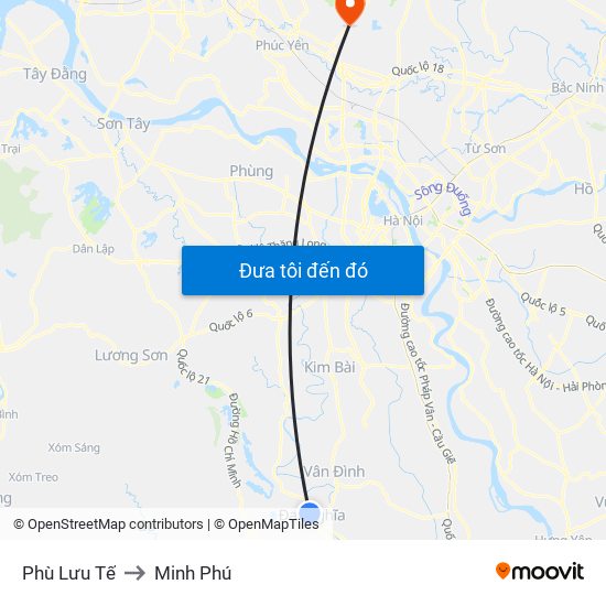 Phù Lưu Tế to Minh Phú map