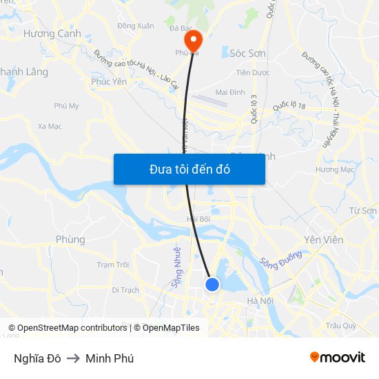 Nghĩa Đô to Minh Phú map