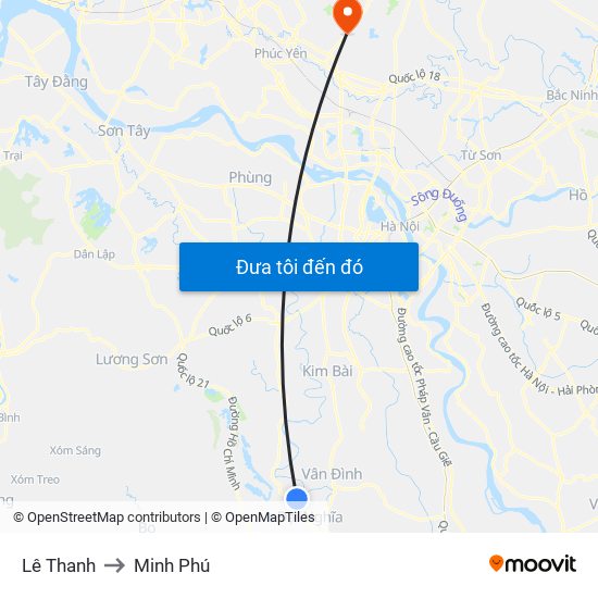 Lê Thanh to Minh Phú map