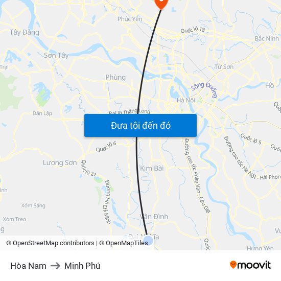 Hòa Nam to Minh Phú map