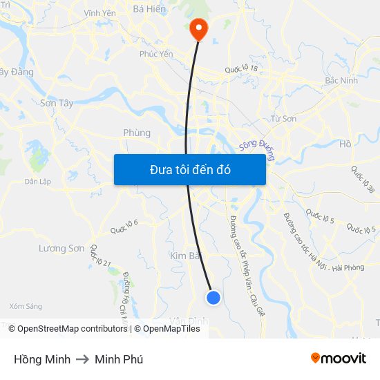 Hồng Minh to Minh Phú map