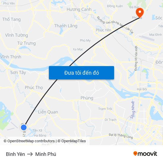 Bình Yên to Minh Phú map