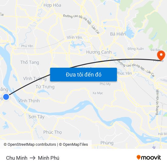 Chu Minh to Minh Phú map