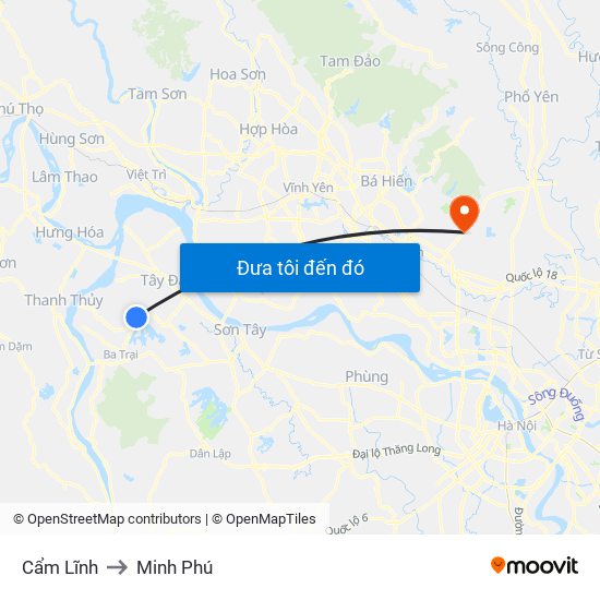Cẩm Lĩnh to Minh Phú map