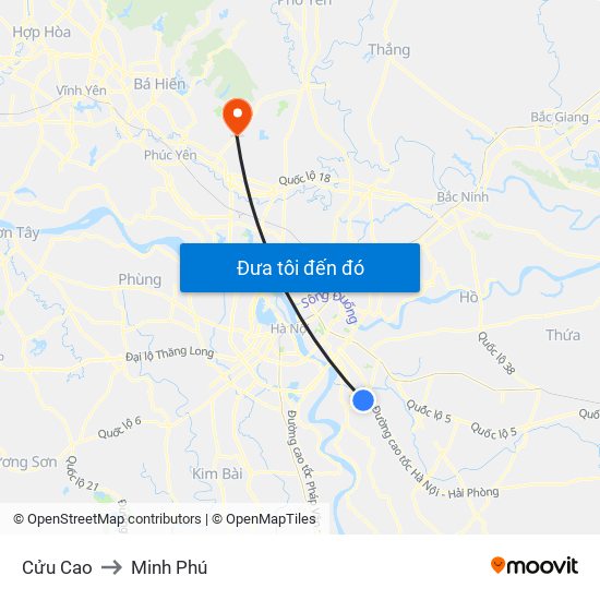 Cửu Cao to Minh Phú map