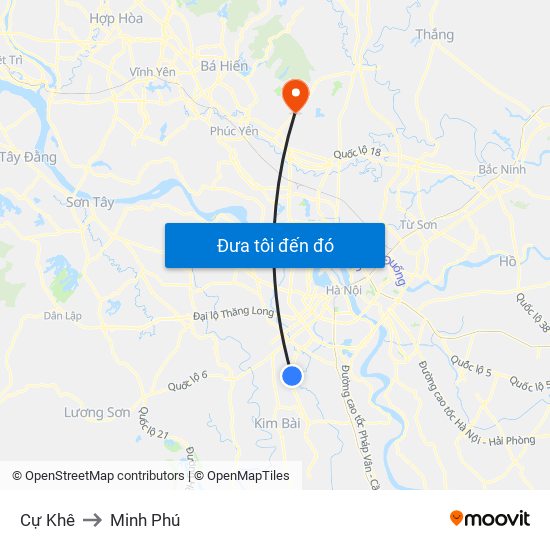 Cự Khê to Minh Phú map