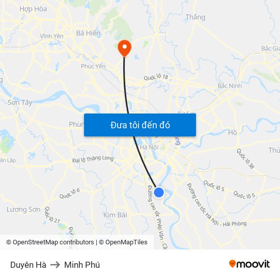 Duyên Hà to Minh Phú map