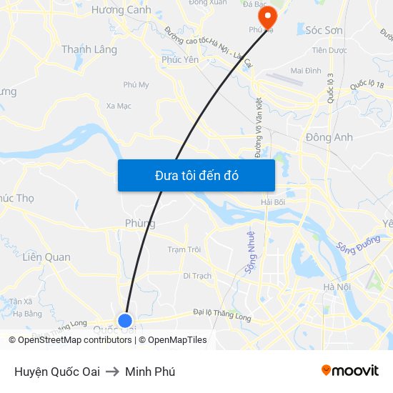Huyện Quốc Oai to Minh Phú map