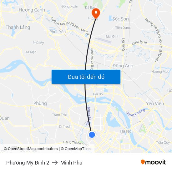 Phường Mỹ Đình 2 to Minh Phú map