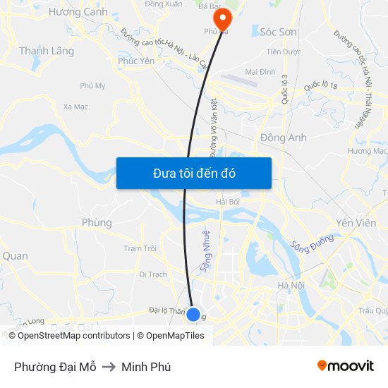 Phường Đại Mỗ to Minh Phú map