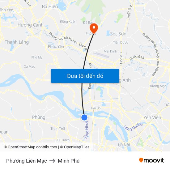 Phường Liên Mạc to Minh Phú map