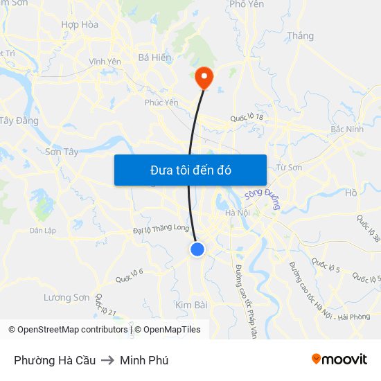 Phường Hà Cầu to Minh Phú map