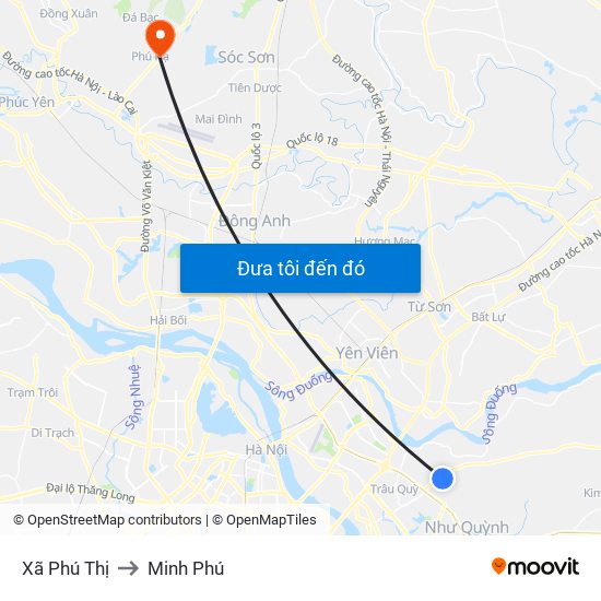 Xã Phú Thị to Minh Phú map