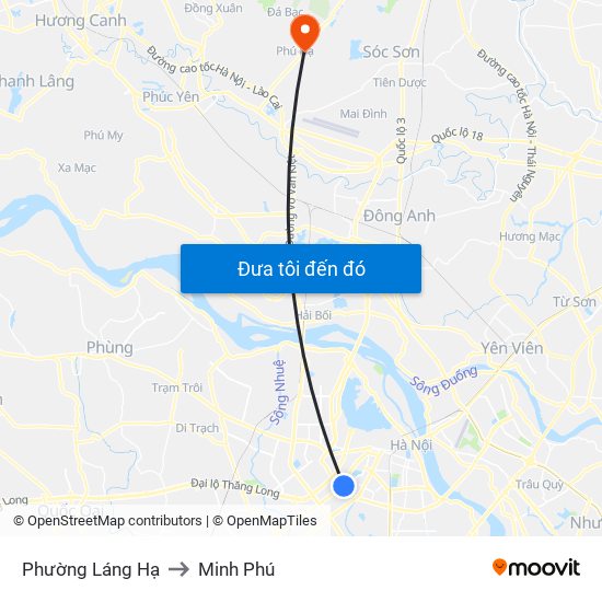 Phường Láng Hạ to Minh Phú map