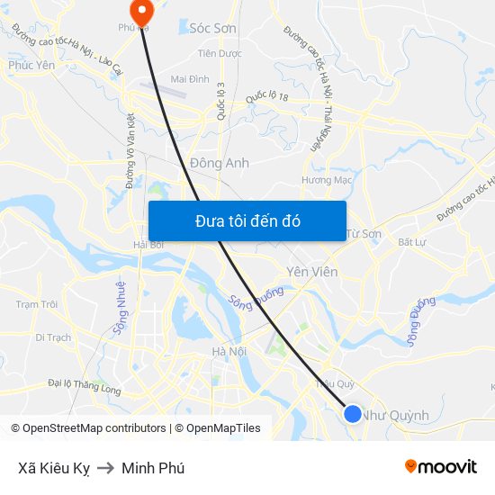 Xã Kiêu Kỵ to Minh Phú map