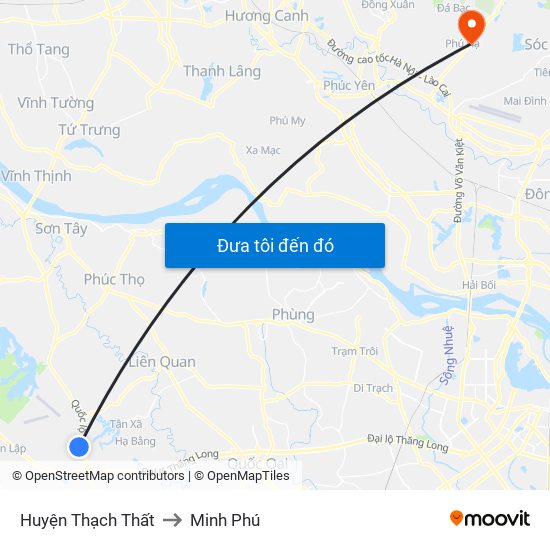 Huyện Thạch Thất to Minh Phú map