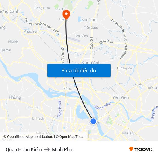 Quận Hoàn Kiếm to Minh Phú map