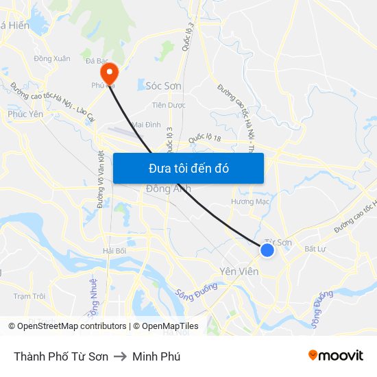 Thành Phố Từ Sơn to Minh Phú map