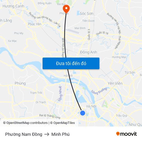 Phường Nam Đồng to Minh Phú map