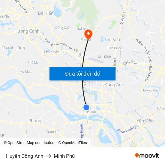 Huyện Đông Anh to Minh Phú map