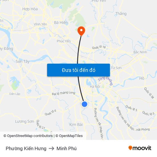 Phường Kiến Hưng to Minh Phú map