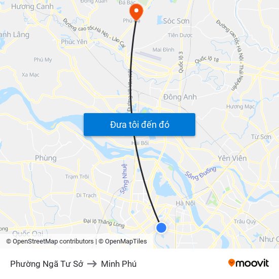 Phường Ngã Tư Sở to Minh Phú map