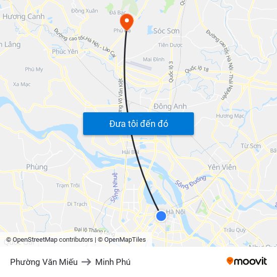 Phường Văn Miếu to Minh Phú map