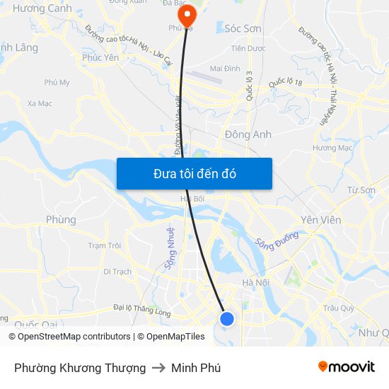 Phường Khương Thượng to Minh Phú map