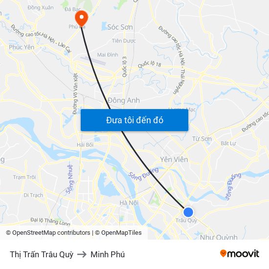 Thị Trấn Trâu Quỳ to Minh Phú map