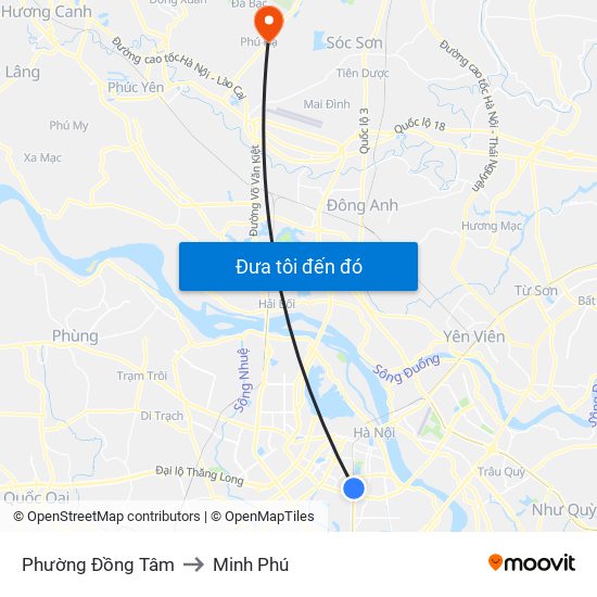 Phường Đồng Tâm to Minh Phú map