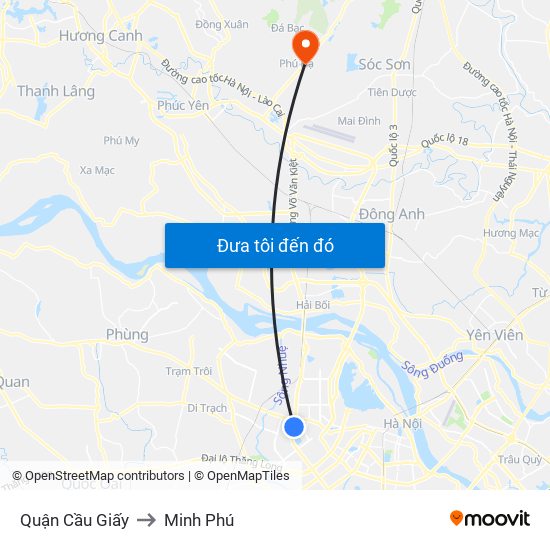 Quận Cầu Giấy to Minh Phú map