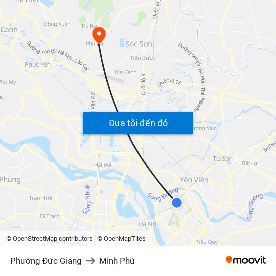 Phường Đức Giang to Minh Phú map