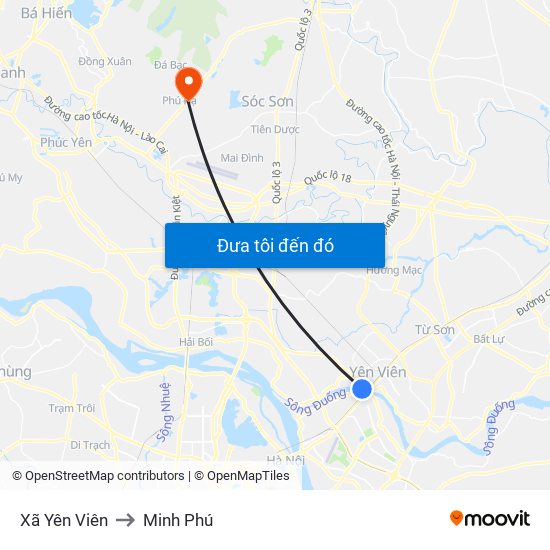 Xã Yên Viên to Minh Phú map